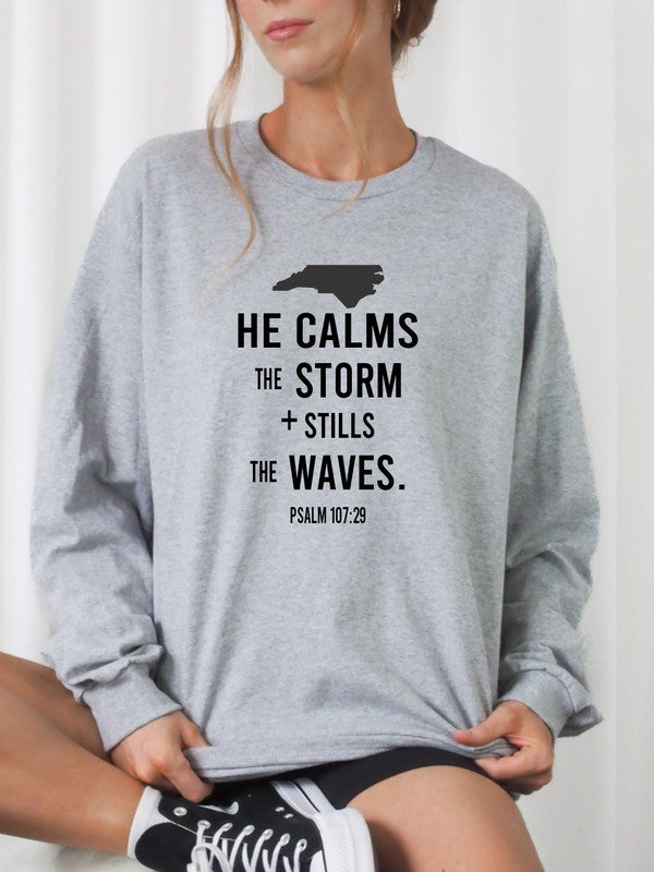 North Carolina He Calms Storm CrewNeck Sweatshirt