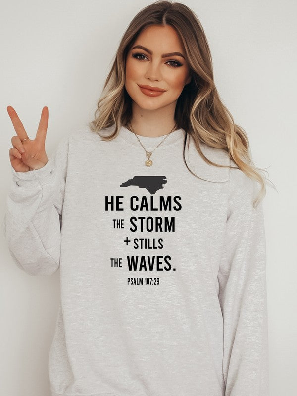 North Carolina He Calms Storm CrewNeck Sweatshirt