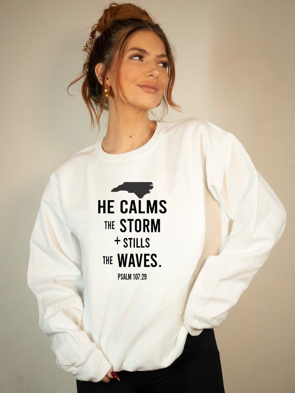 North Carolina He Calms Storm CrewNeck Sweatshirt