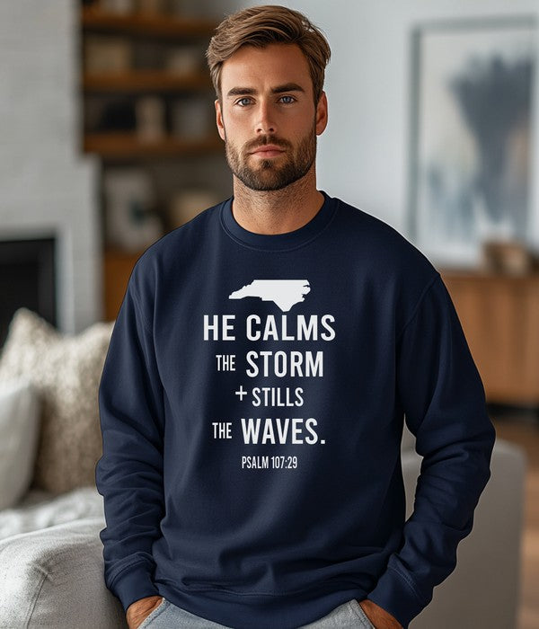 North Carolina He Calms Storm CrewNeck Sweatshirt