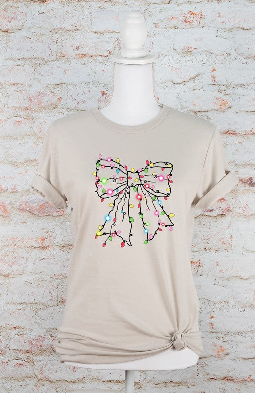 Christmas Bow Lights Holiday Graphic Tee